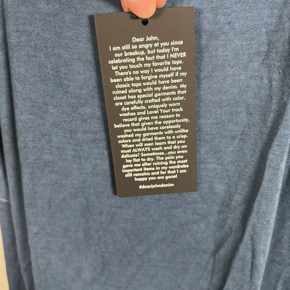NWT Dear John Cold Shoulder Long Sleeve Top Large in Navy Blue Distressed Color - Picture 5 of 15